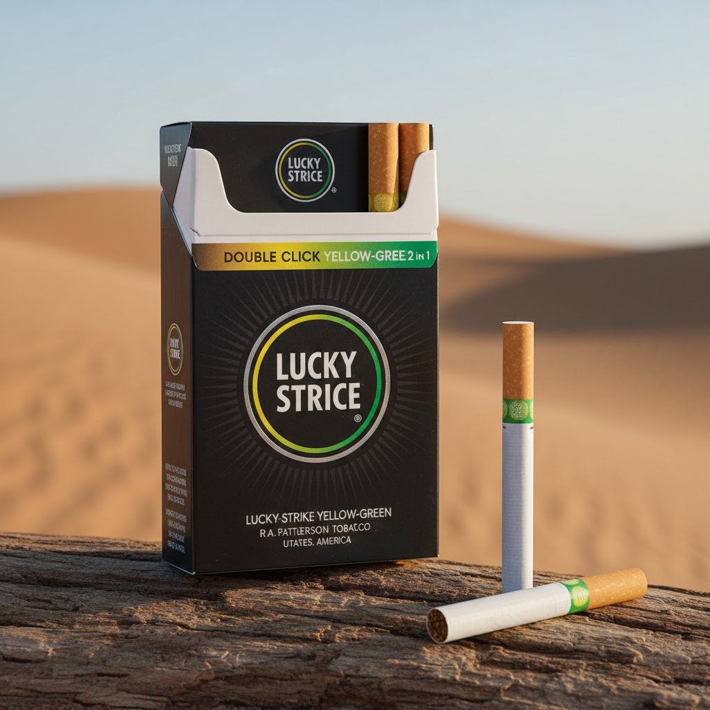 Lucky Strike Double Click Yellow-Green (ลัคกี้ สไตรค ดับเบิลคลิก เหลือง-เขียว) - บุหรี่นอก 2 เม็ดบีบ กลิ่นเลม่อนและเมนทอล รูปที 1
