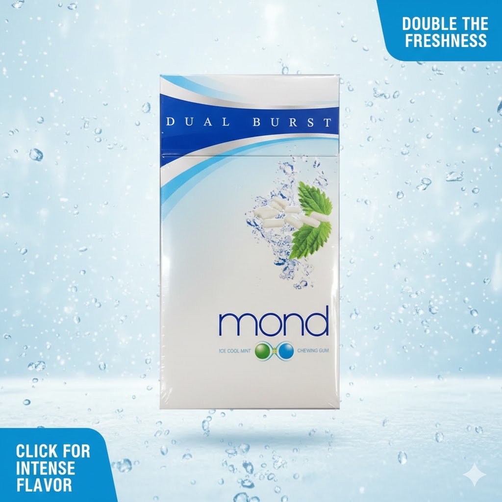 Mond Dual Burst Mint Chewing Gum - บุหรี่มวนสลิม 2 เม็ดบีบ กลิ่นมิ้นตและหมากฝรั่ง รูปที 1