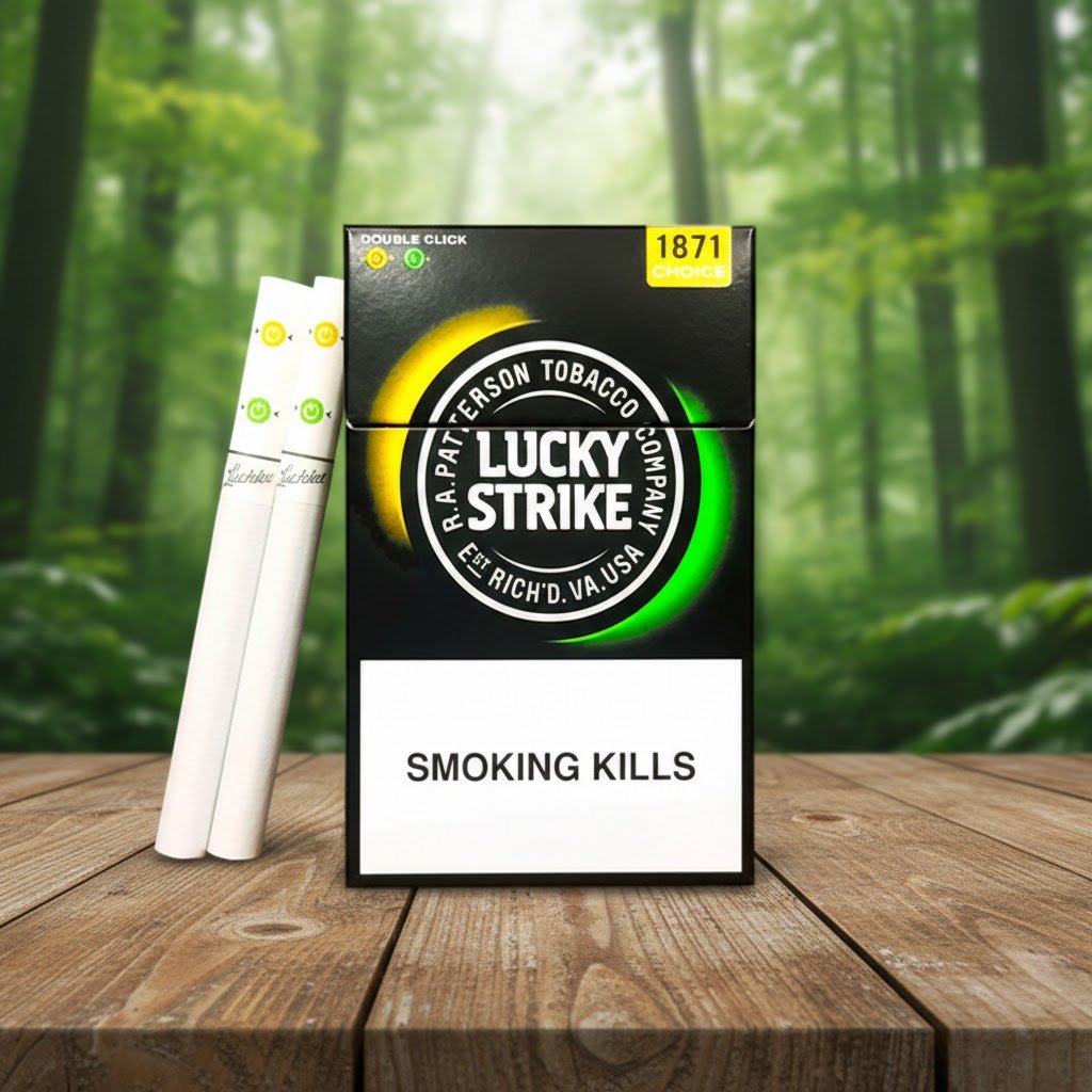 Lucky Strike Double Click Yellow-Green (ลัคกี้ สไตรค) บุหรี่นอก 2 เม็ดบีบ รสเลมอนเมนทอล รูปที 1