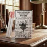 ซองบุหรี่ Blue Ice Double Blast Cool Summer ดีไซน์สีน้ำเงินส้มสดใส วางบนเคาน์เตอร์บาร์ริมทะเลท่ามกลางแสงแดดฤดูร้อน แสดงมวนบุหรี่ที่มีสัญลักษณ์เม็ดบีบ 2 จุด