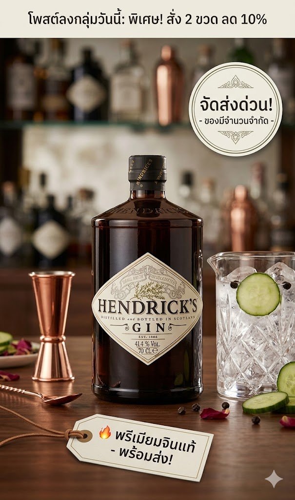 ียมด้วย Hendricks Gin จินระดับมาสเตอร์พีซที่รังสรรค์อย่างวิจิตรบรรจงเพื่อผู้ที่แสวงหาความสุนทรีย์...
