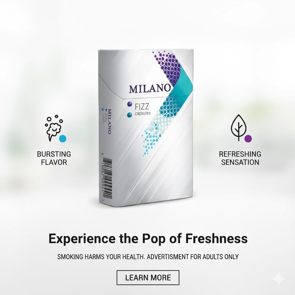Milano Fizz - บุหรี่ 2 เม็ดบีบ กลิ่นหมากฝรั่ง เย็นสดชื่น